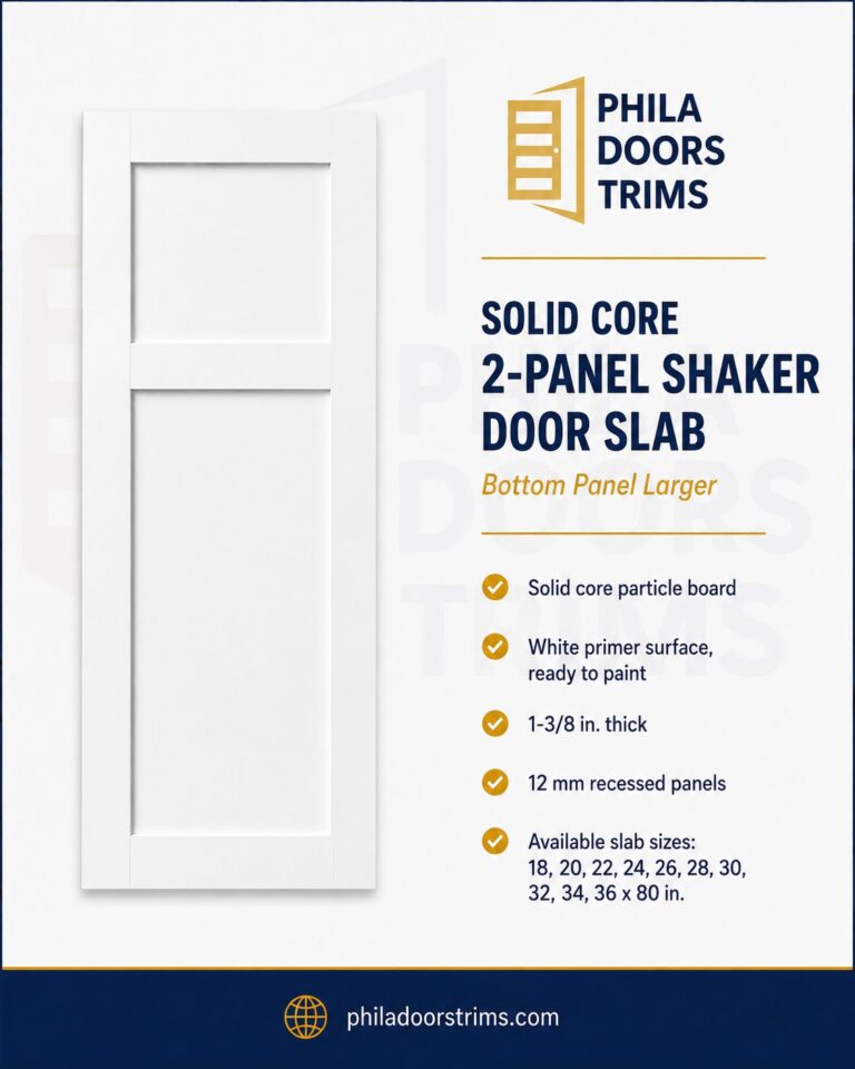 Two-Panel Shaker Solid Core Interior Door Slab — Bottom Panel Larger
