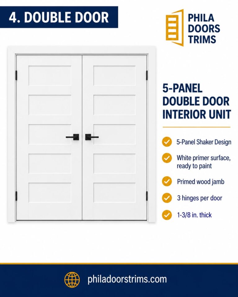 Five-Panel Shaker Solid Core Interior Double Door