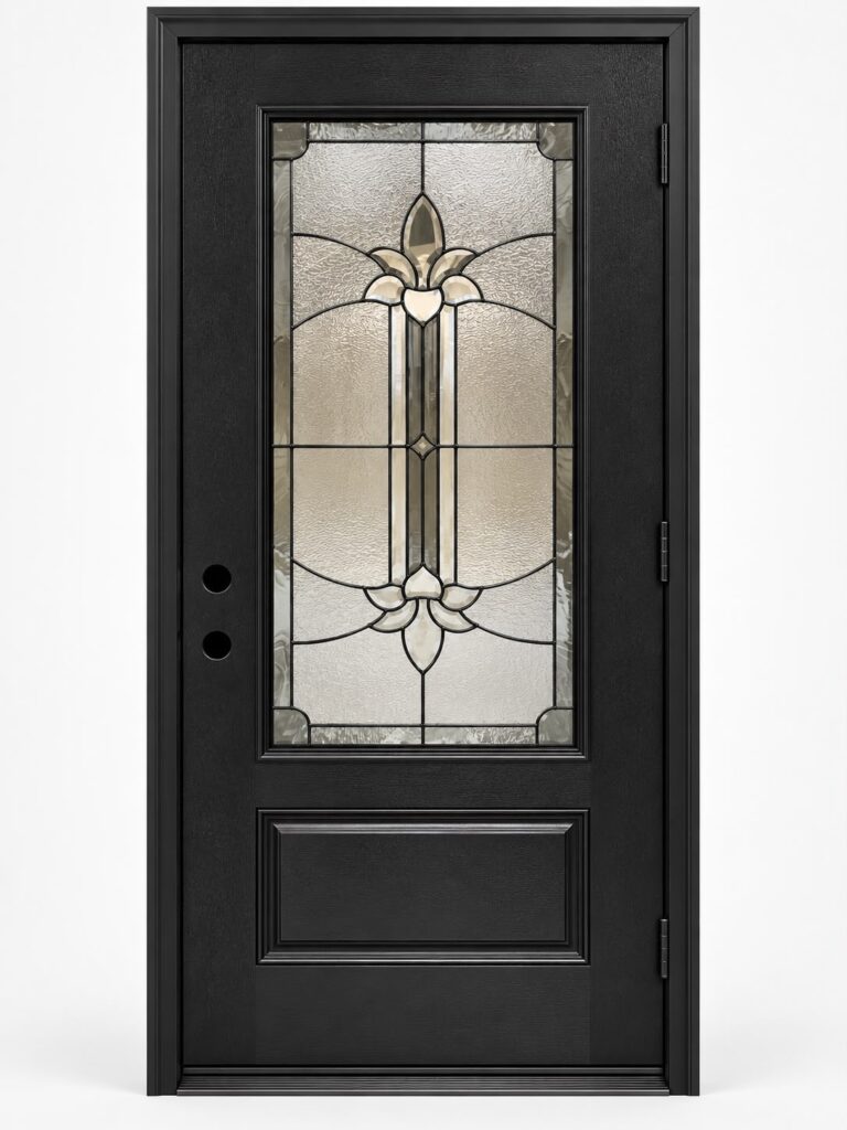 M3 – 36″x80″ Fiberglass Exterior Door With Flower Glass