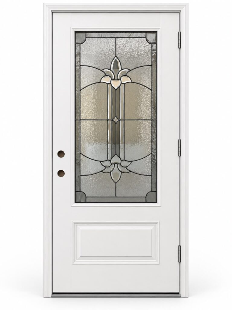 M3 – 36″x80″ Fiberglass Exterior Door With Flower Glass